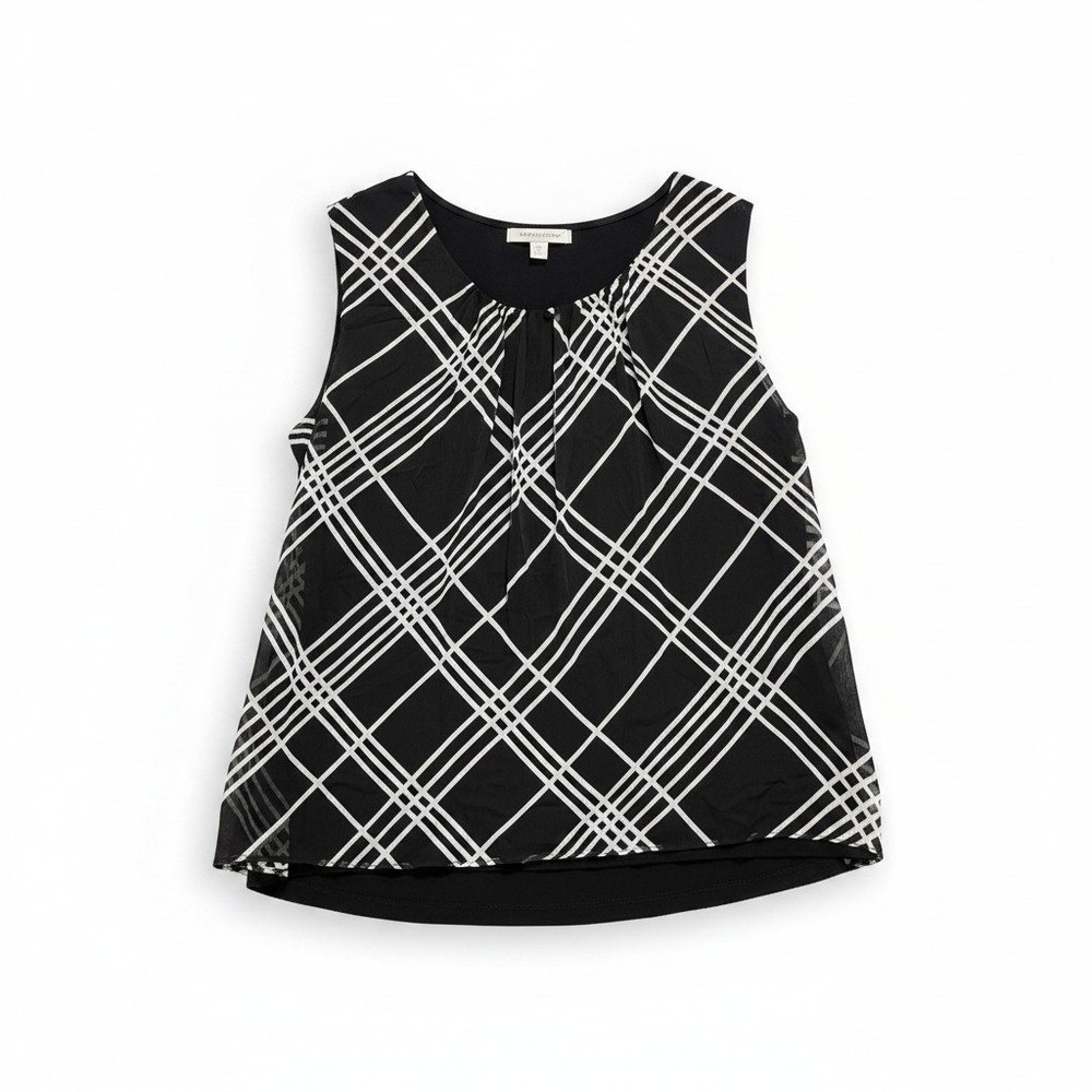 New York & Company XL Black Plaid Womens Sleeveless Tank Top Casual Preppy NWT